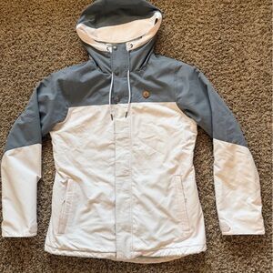 Volcom Dual-Tone Hooded Jacket in Cream and Gray